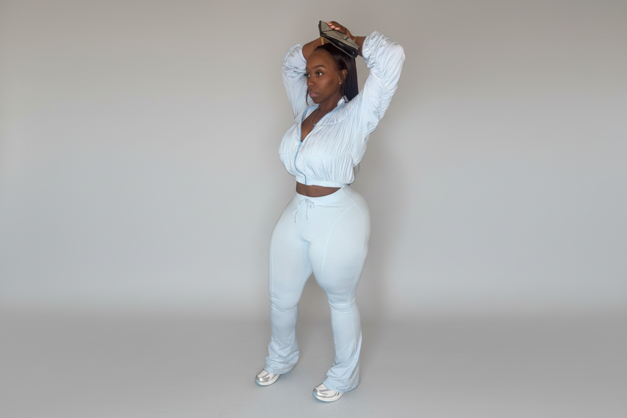 The Powder Blue Ruched Set