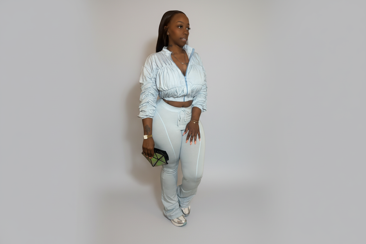 The Powder Blue Ruched Set